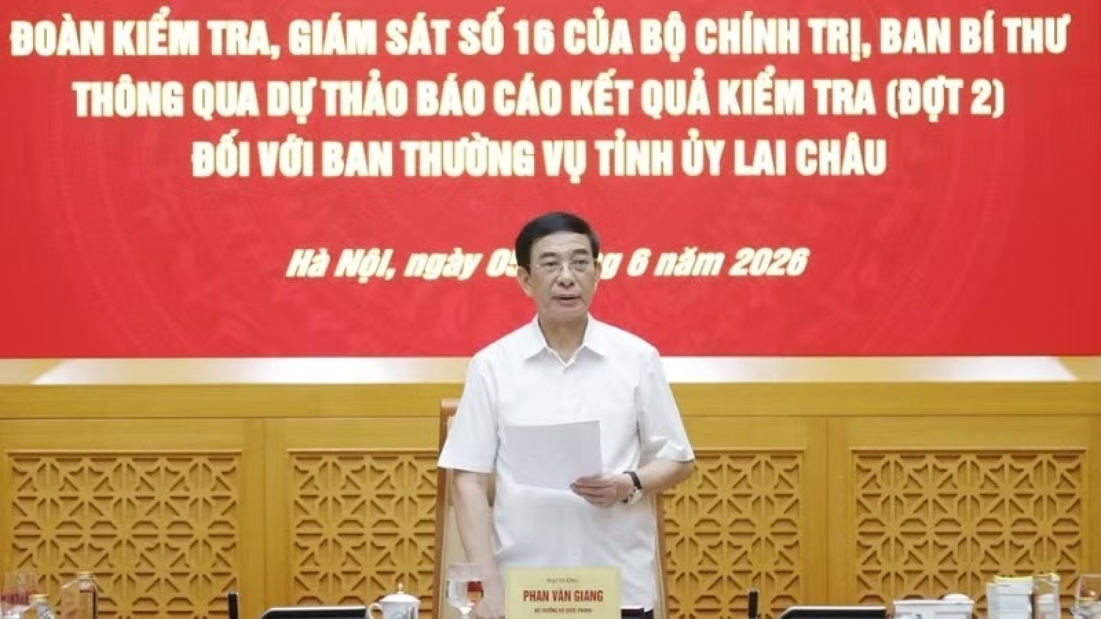 Đoàn kiểm tra, giám sát Bộ Chính trị làm việc với Ban Thường vụ Tỉnh ủy Lai Châu