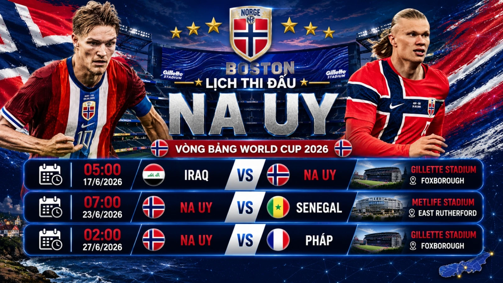 Lịch thi đấu World Cup 2026 của Na Uy: Haaland ghi dấu ấn ở đấu trường thế giới?
